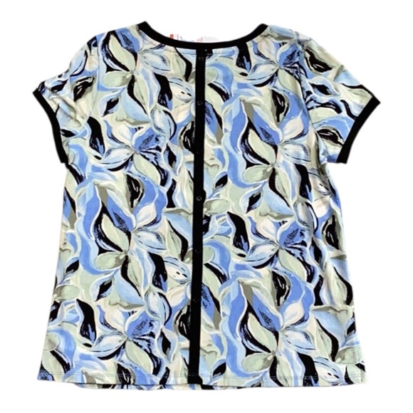 Anne Klein Petite NWT Marina Blue & Green Floral Top Small - Picture 8 of 10